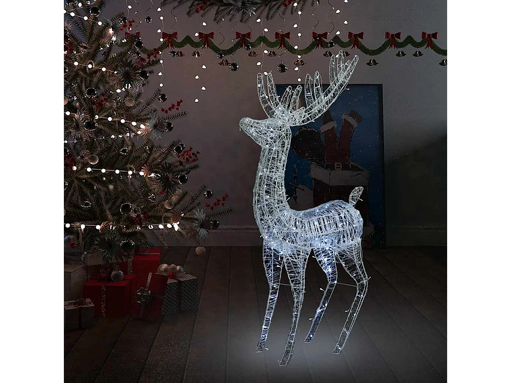 Kerstdecoratie rendier 250 LED's koudwit 180 cm acryl