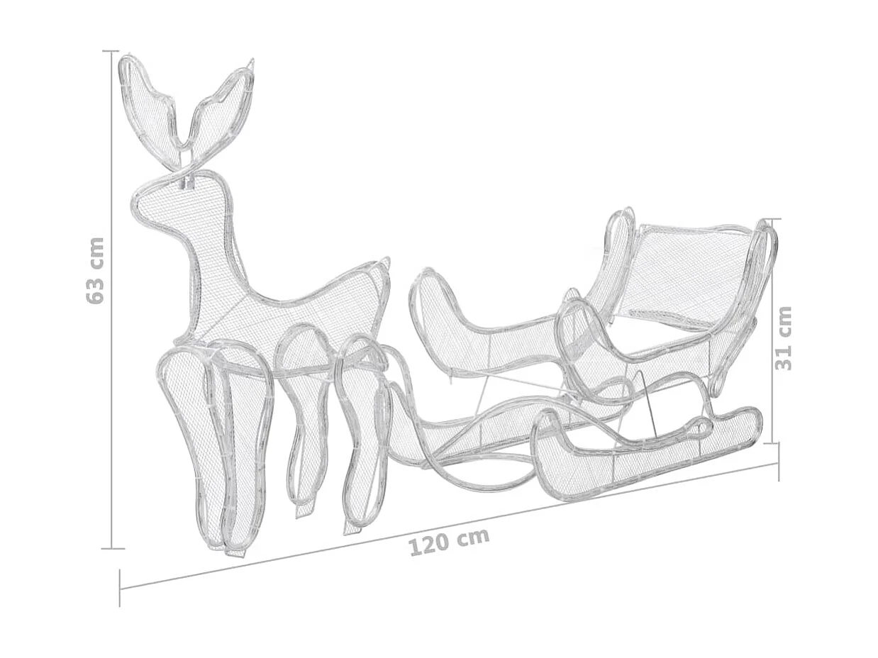 Iluminação de Natal formato rena e trenó com rede 432 luzes LED