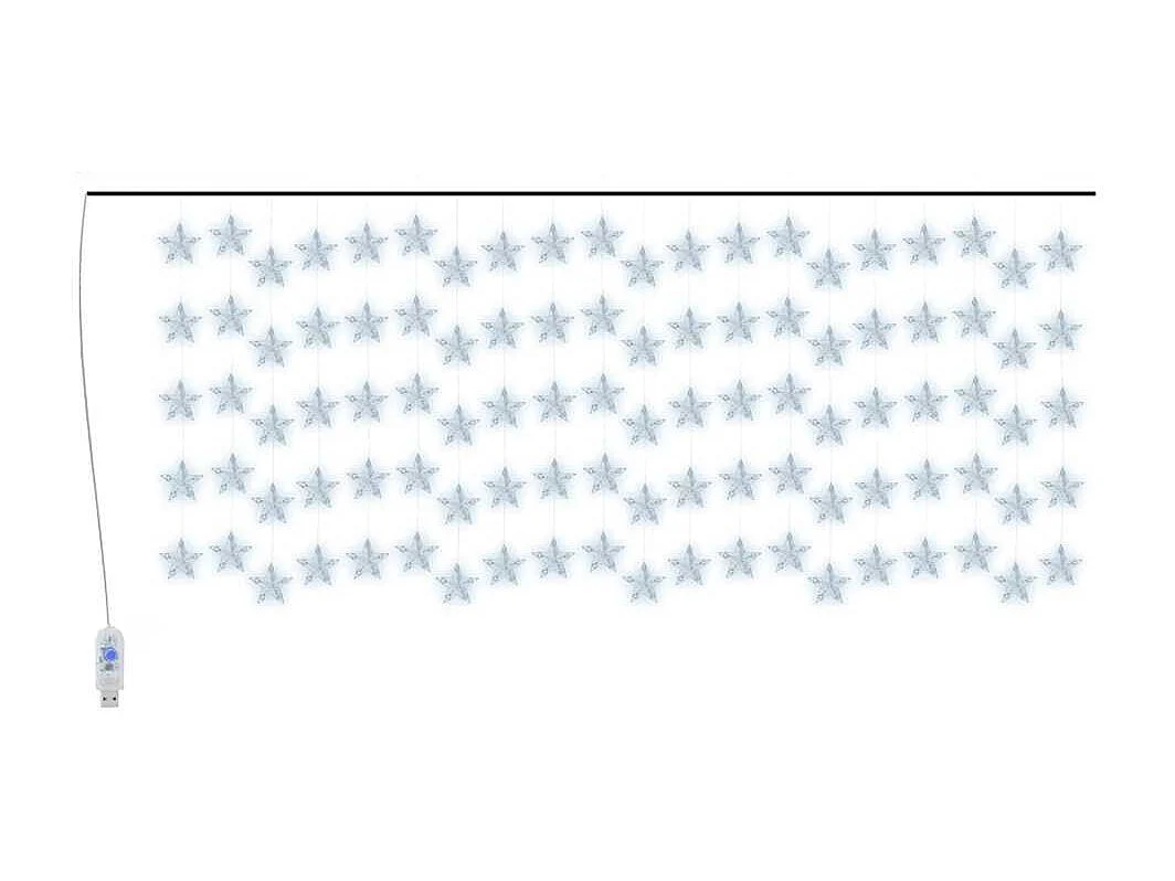 LED Sternenvorhang Lichterkette 500 LED Kaltweiß 8 Funktionen
