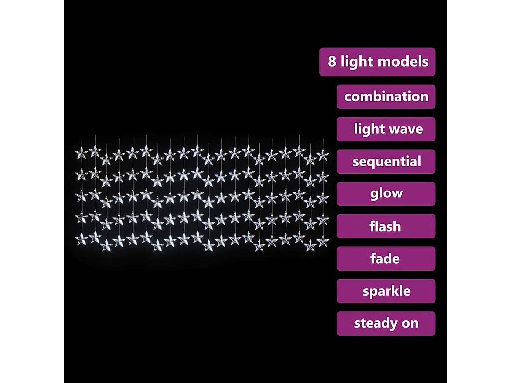 LED Sternenvorhang Lichterkette 500 LED Kaltweiß 8 Funktionen
