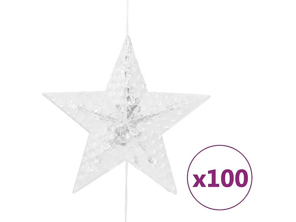 Lichtsnoergordijn sterren met 500 LED's en 8 functies koudwit
