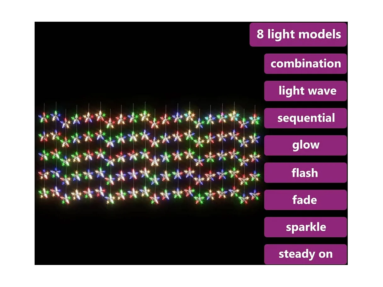 Guirlande lumineuse à étoiles LED 500 LED Coloré 8 fonctions