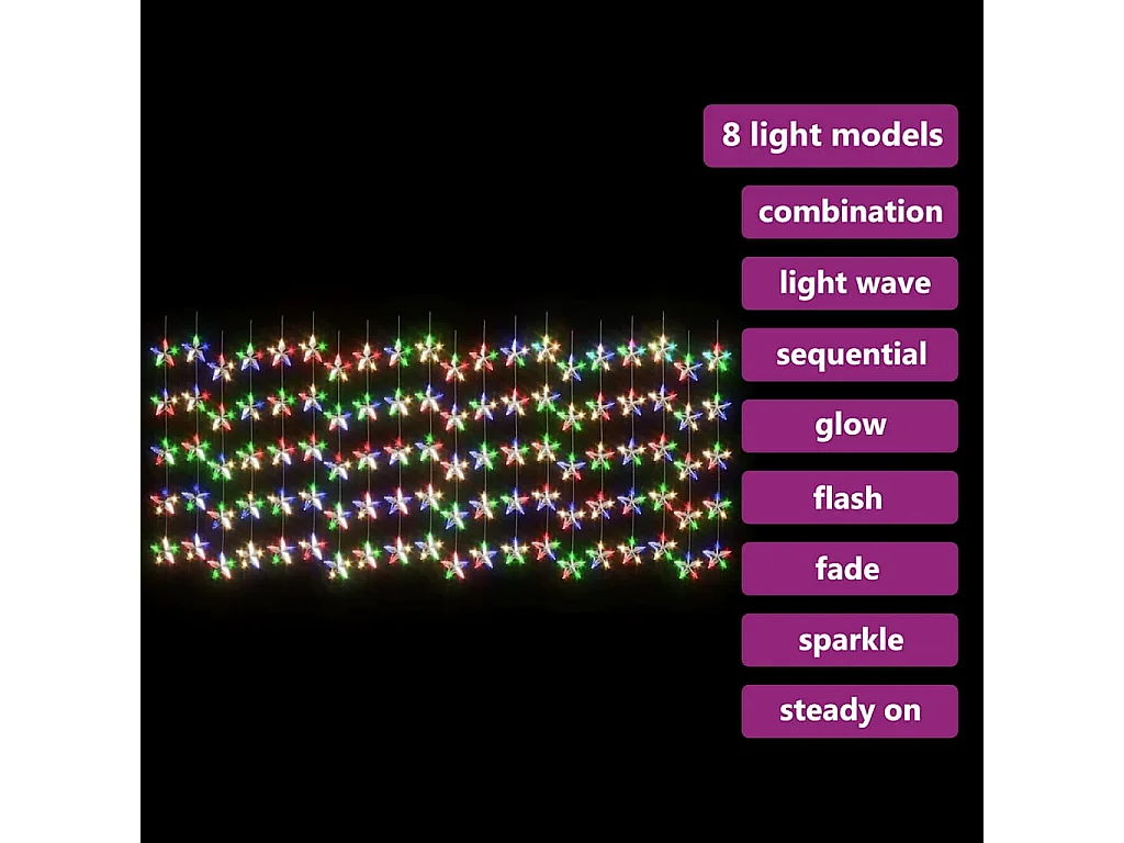LED Sternenvorhang Lichterkette 500 LED Bunt 8 Funktionen