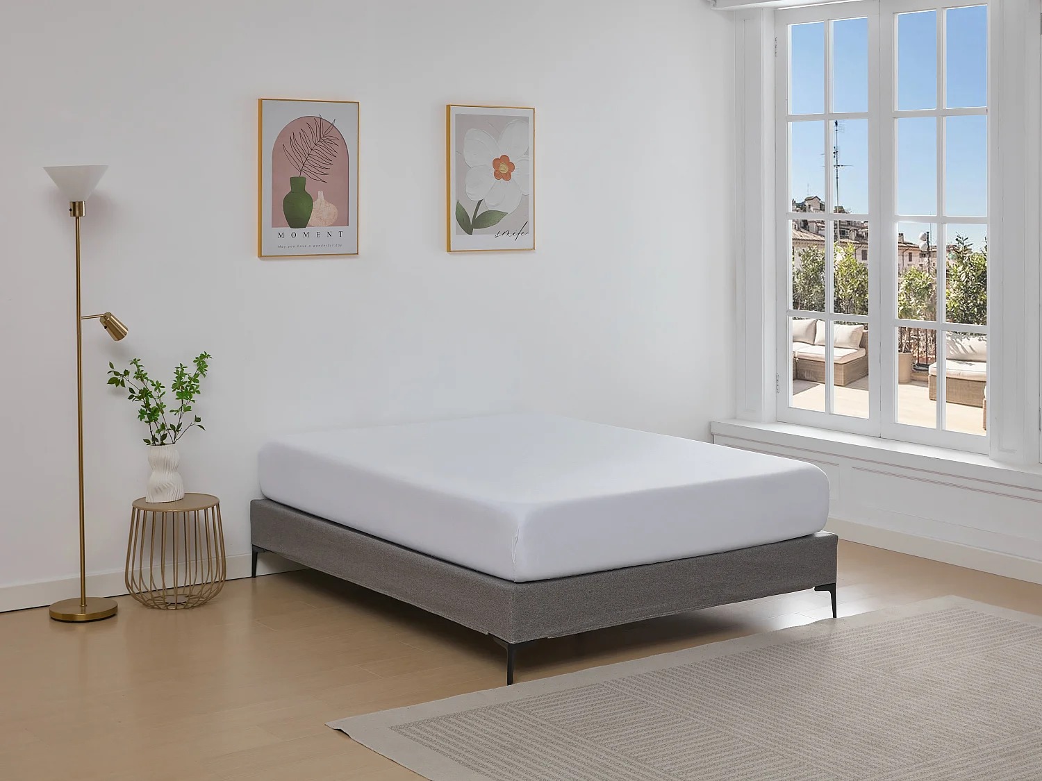 Sommier déco tapissier 180 x 200 cm déhoussable - Gris - ISANI de YSMÉE