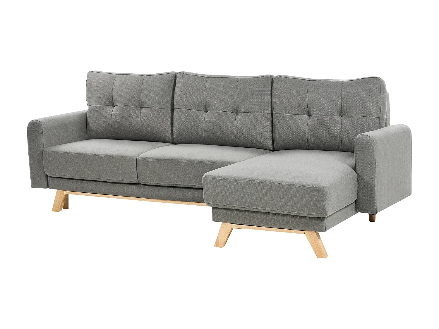 Schlafsofa SIRO Stoff Grau mit Stauraum 3-Sitzer linksseitig