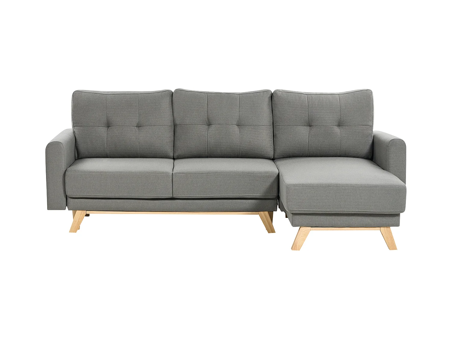 Canapé d'Angle à droite 3 Places Convertible Dossier Rembourré en Tissu Polyester Gris Siro