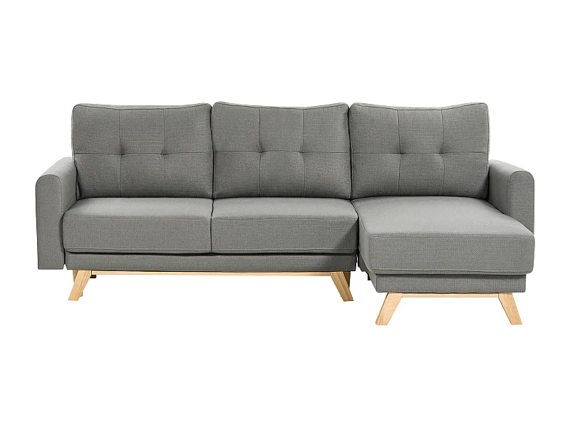 Schlafsofa SIRO Stoff Grau mit Stauraum 3-Sitzer linksseitig