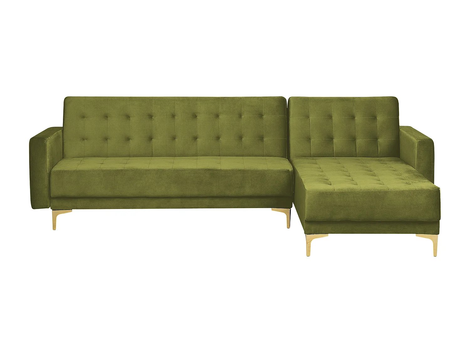 Modulaire hoekslaapbank ABERDEEN Fluweel Groen Met ottomaan 4-zitter Linkerzijde