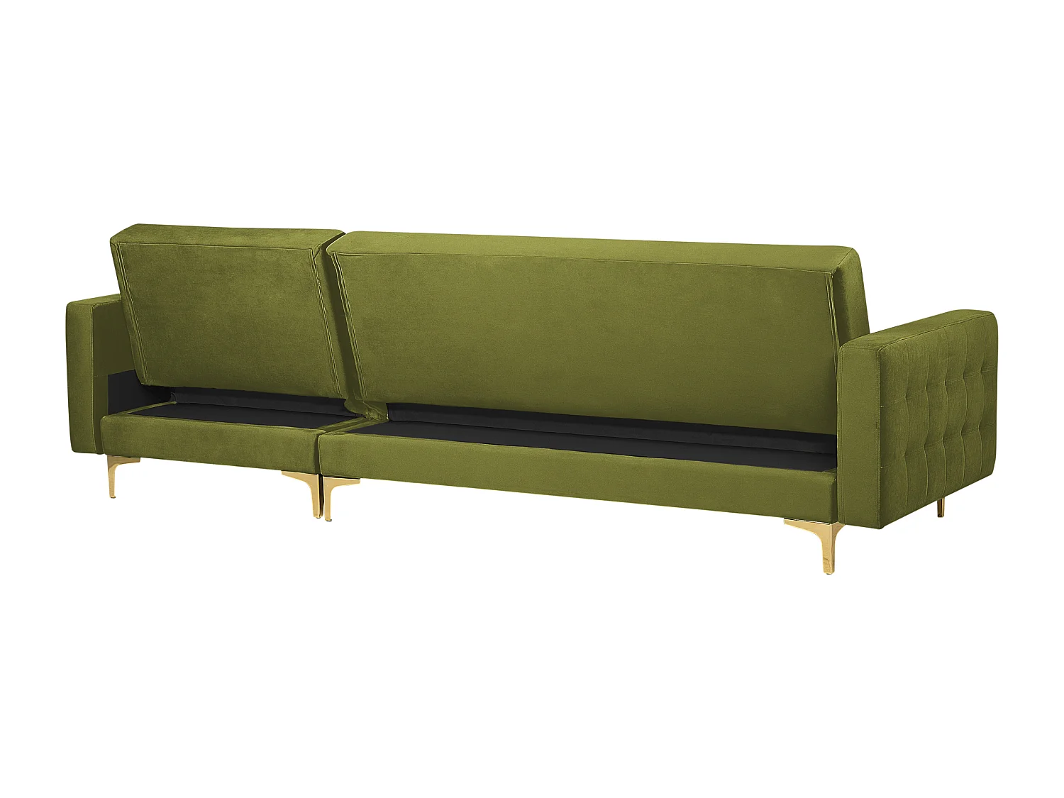 Modulaire hoekslaapbank ABERDEEN Fluweel Groen Met ottomaan 4-zitter Linkerzijde