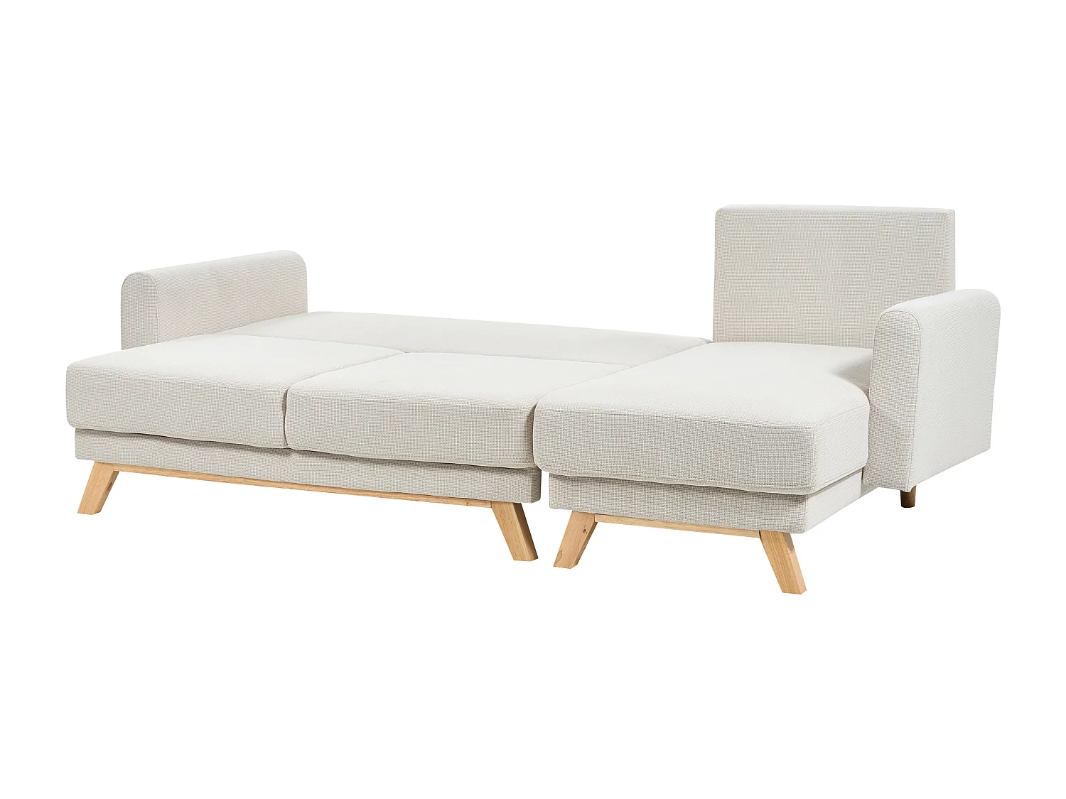 Canapé d'Angle à Gauche 3 Places Convertible Dossier Rembourré en Tissu Polyester Beige Siro