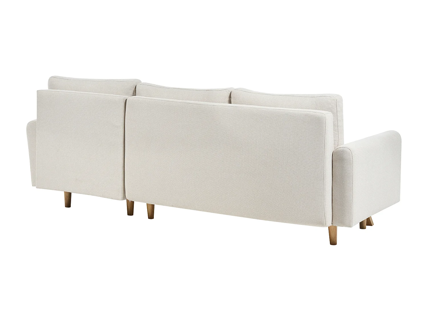 Canapé d'Angle à Gauche 3 Places Convertible Dossier Rembourré en Tissu Polyester Beige Siro