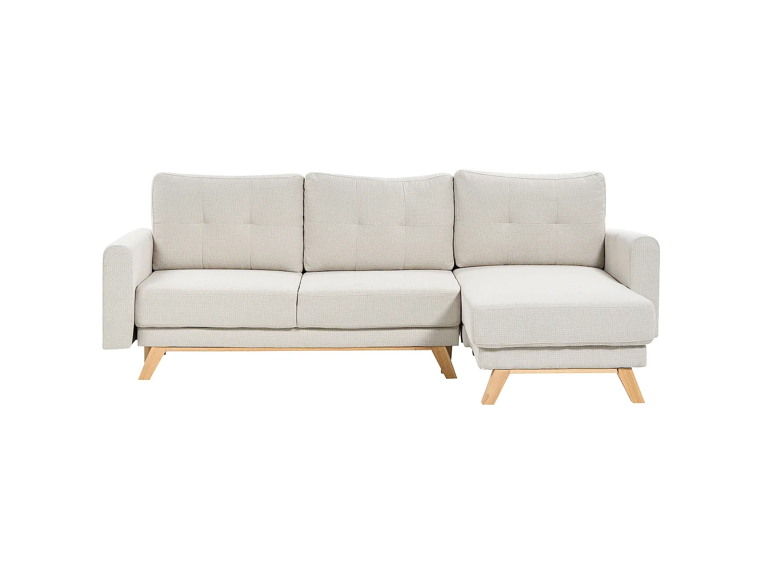 Canapé-lit SIRO Tissu Beige clair avec rangement 3 places Côté gauche