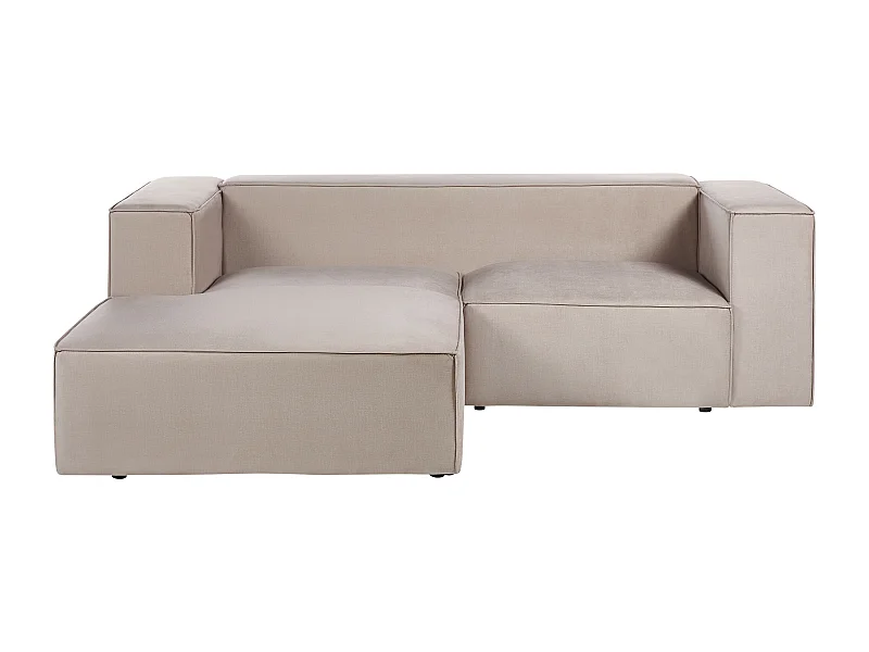 Canapé d'angle 2 places VERNON Velours Taupe Côté droit