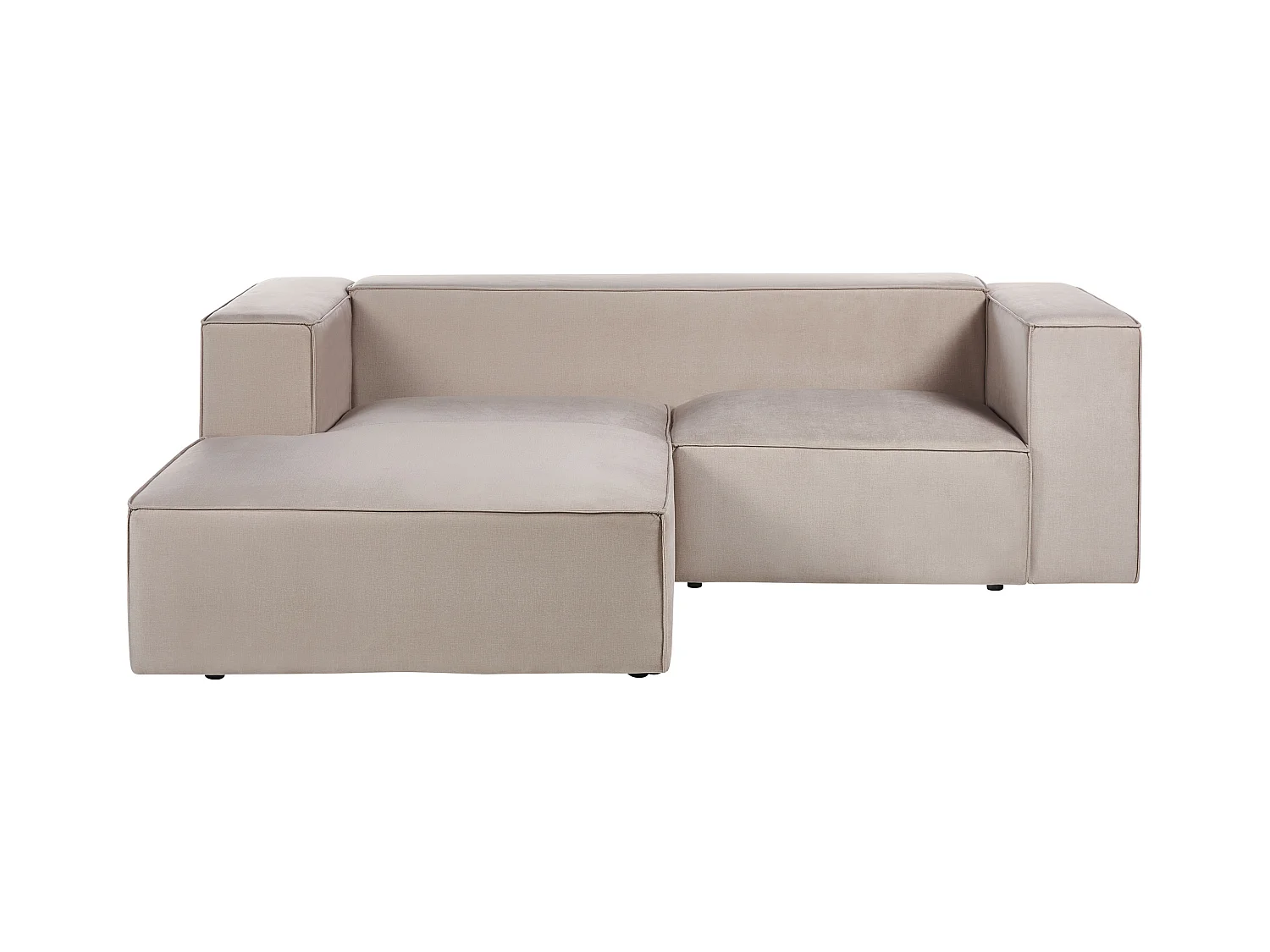 2-Sitzer Ecksofa L-förmig Samt beige taupe Chaiselongue rechts Armlehnen Vernon