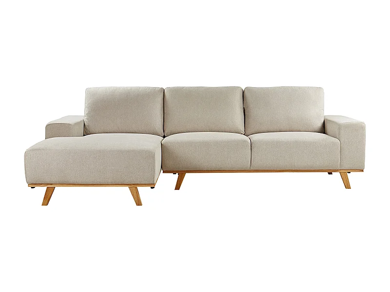 3-Sitzer Ecksofa Stoff beige rechtsseitig gepolstert mit Holzbeinen Nora