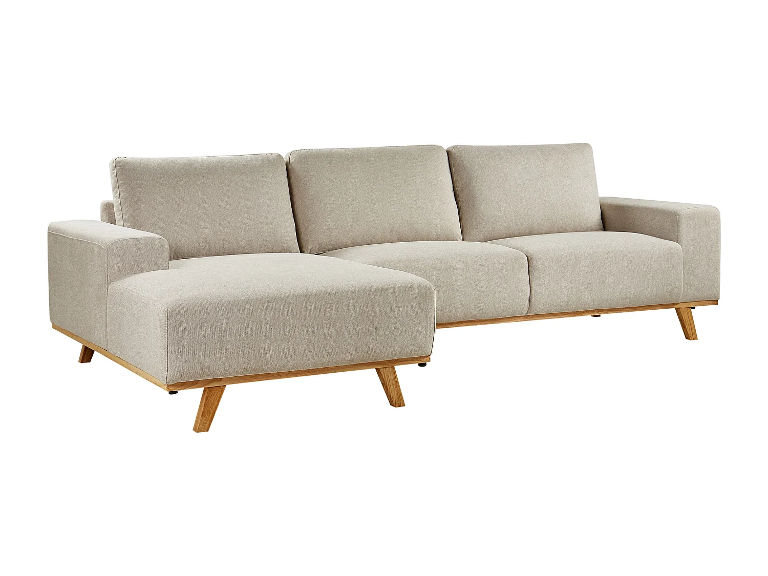 3-Sitzer Ecksofa Stoff beige rechtsseitig gepolstert mit Holzbeinen Nora