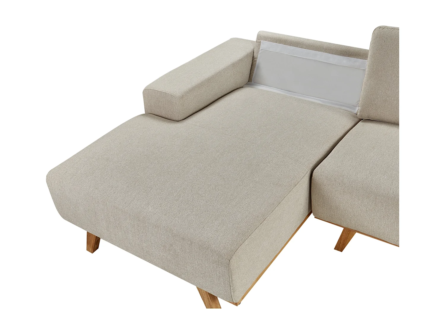 3-Sitzer Ecksofa Stoff beige rechtsseitig gepolstert mit Holzbeinen Nora