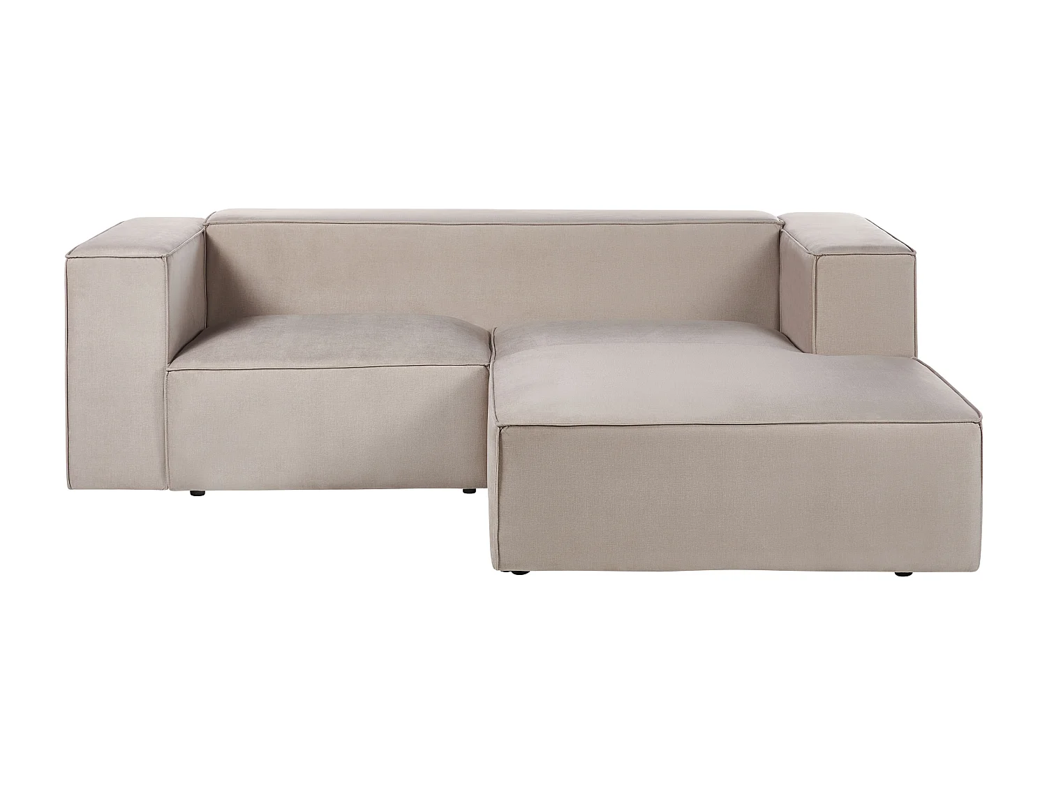 Canapé d\'angle 2 places VERNON Velours Taupe Côté droite