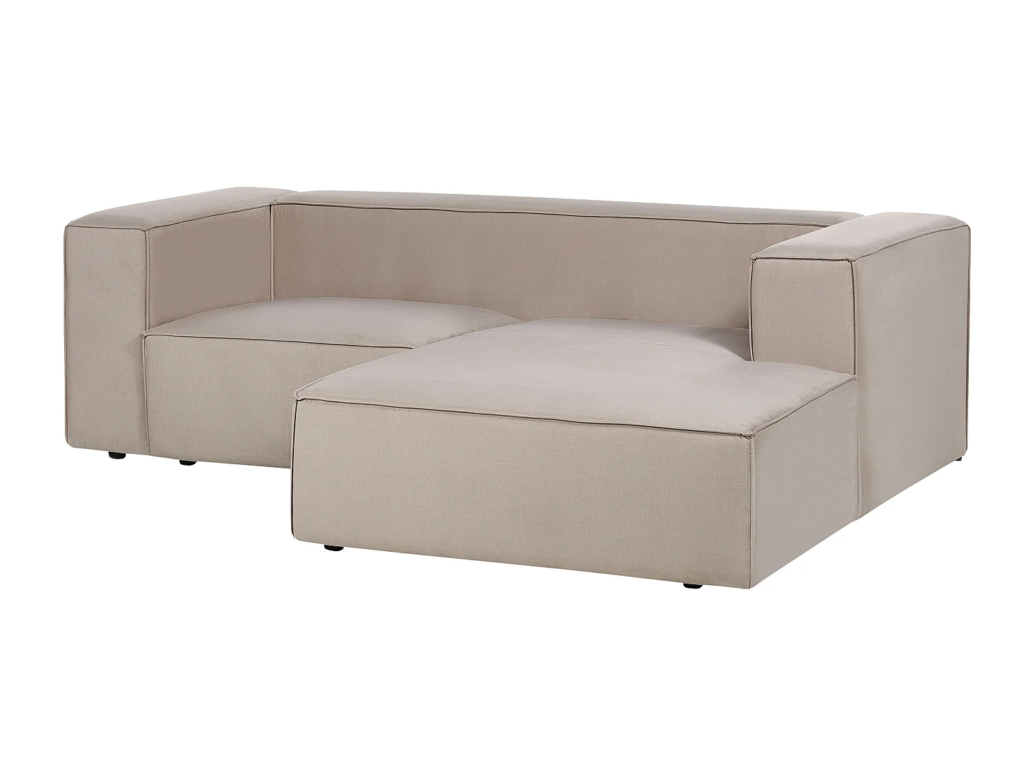 Canapé d\'angle 2 places VERNON Velours Taupe Côté droite