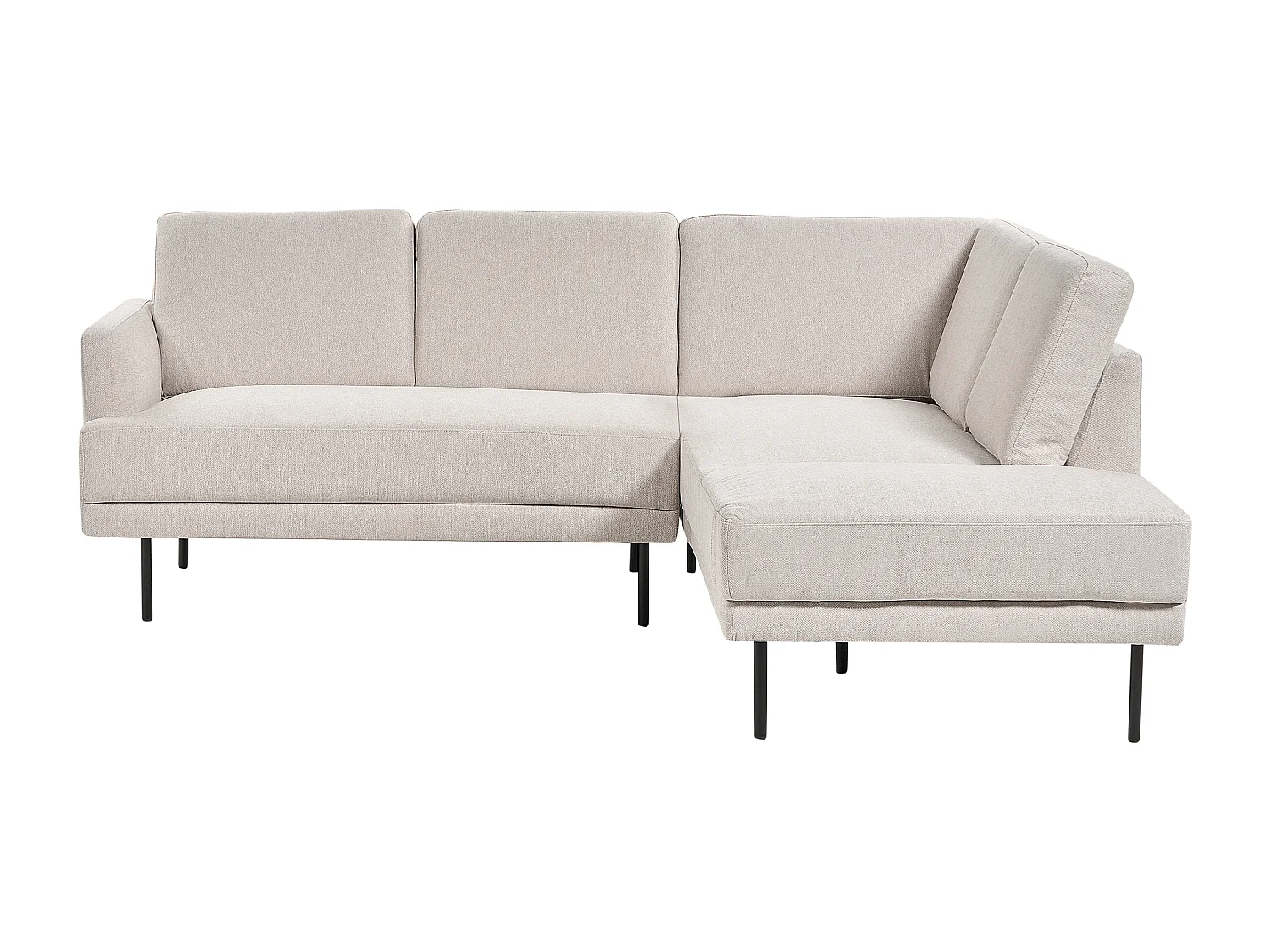 Canapé d'Angle Moderne Beige Côté droite 4 Places avec Pieds en Métal Noir Breda