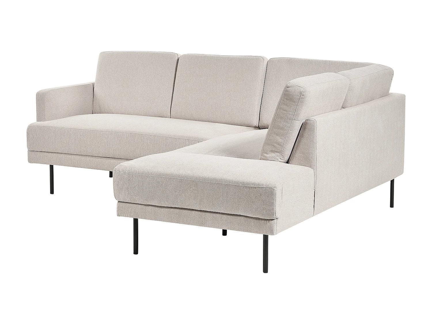 Canapé d'Angle Moderne Beige Côté droite 4 Places avec Pieds en Métal Noir Breda