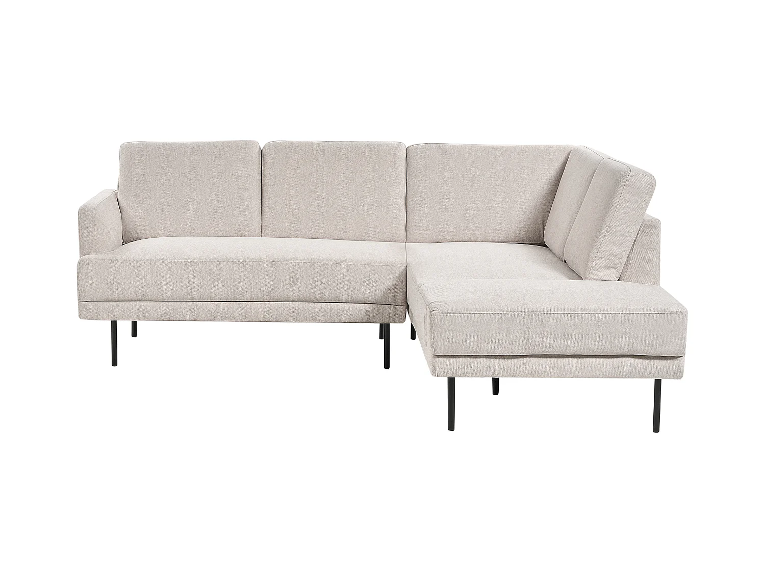 Canapé d'Angle Moderne Beige Côté droite 4 Places avec Pieds en Métal Noir Breda