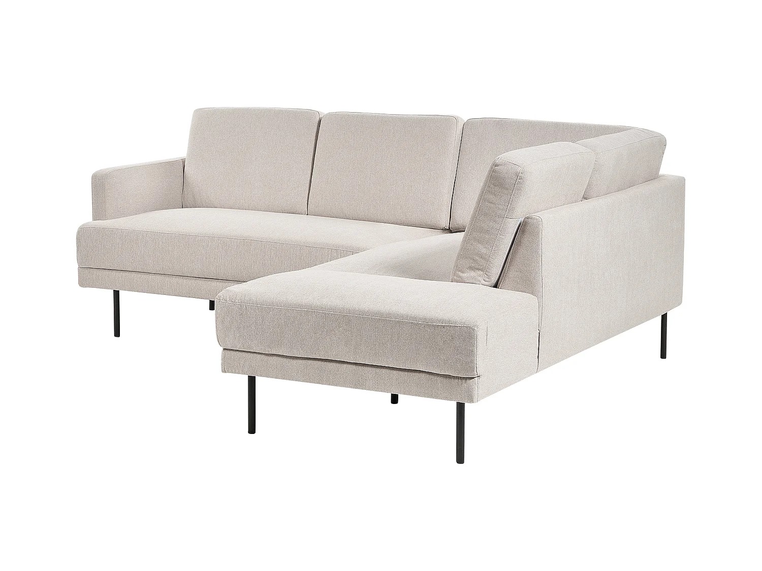 Canapé d'Angle Moderne Beige Côté droite 4 Places avec Pieds en Métal Noir Breda