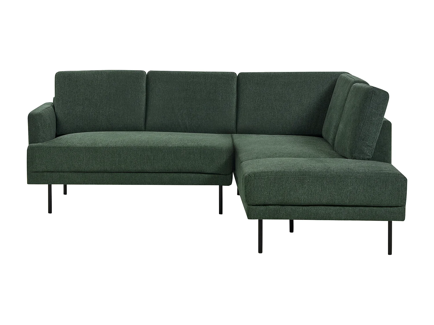 Canapé d'Angle Moderne Vert Foncé Côté droite 4 Places avec Pieds en Métal Noir Breda