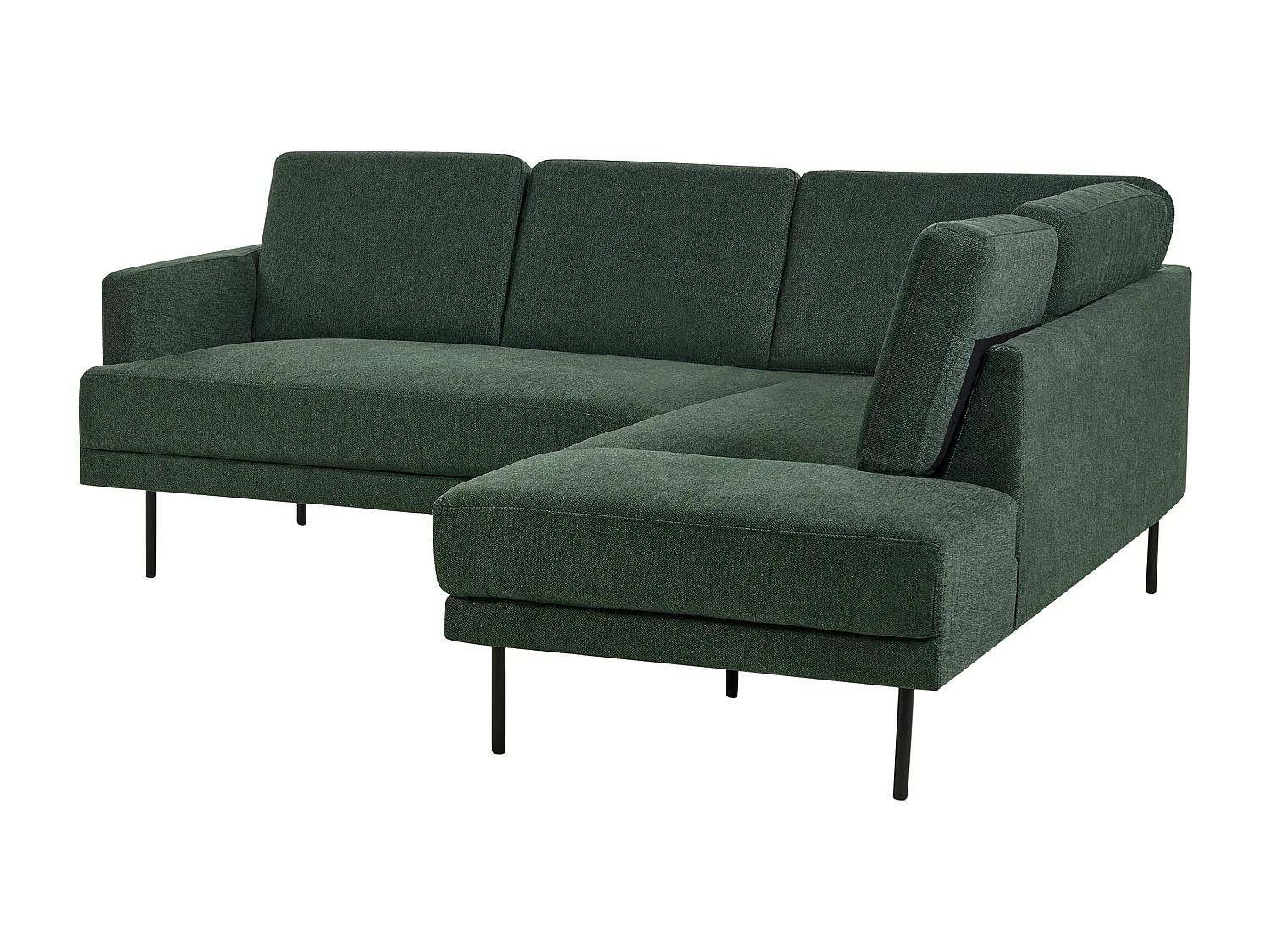 Canapé d'Angle Moderne Vert Foncé Côté droite 4 Places avec Pieds en Métal Noir Breda