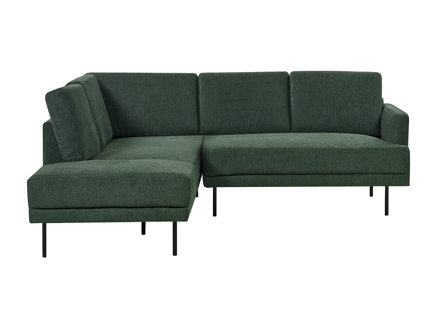 Canapé d'Angle Moderne Vert Foncé Côté Droit 4 Places avec Pieds en Métal Noir Breda