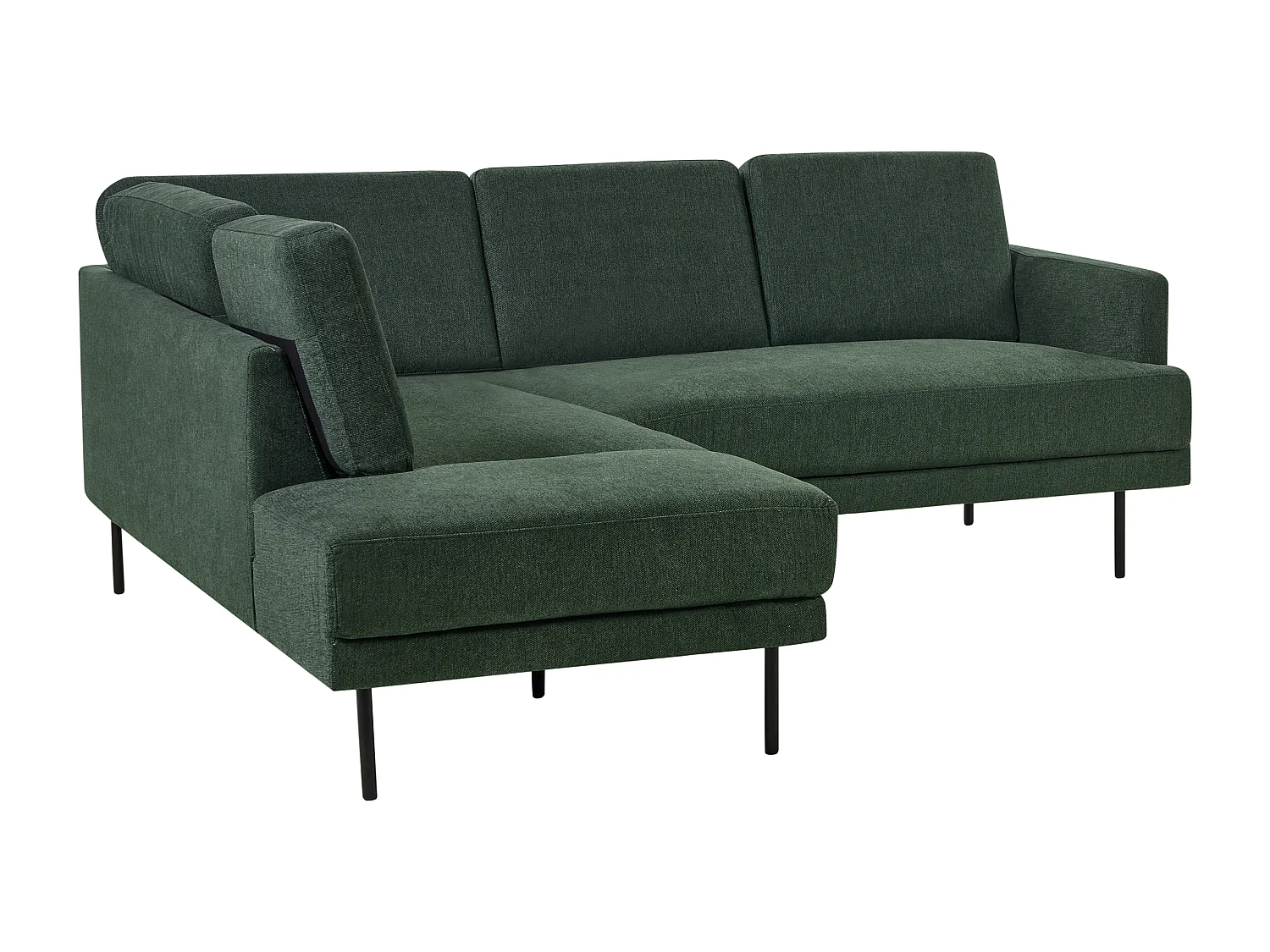 Canapé d'Angle Moderne Vert Foncé Côté Droit 4 Places avec Pieds en Métal Noir Breda