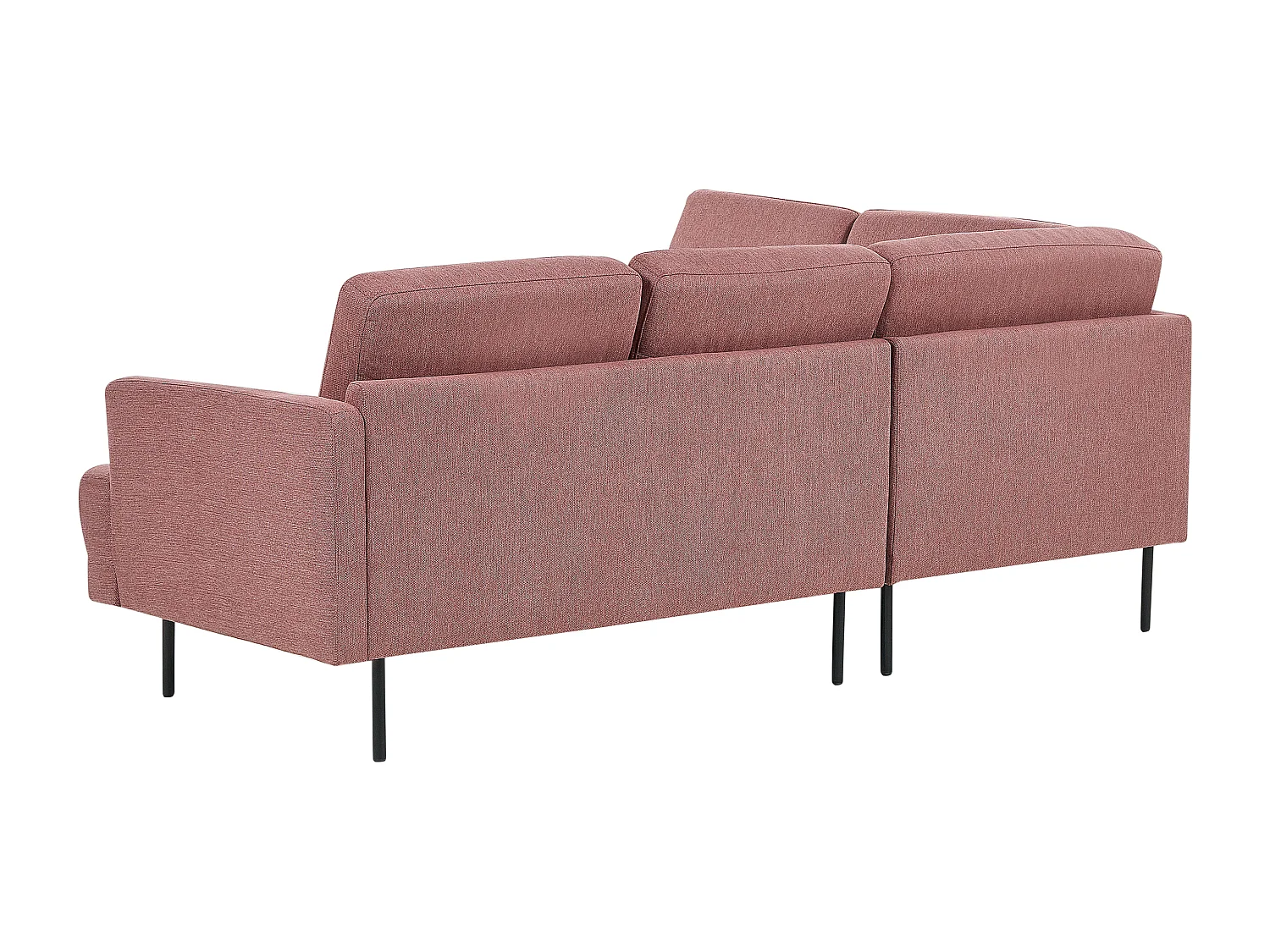 Canapé d'Angle Moderne Côté Droit 4 Places avec Pieds en Métal Noir Dossier Rembourré en Tissu Rose Breda