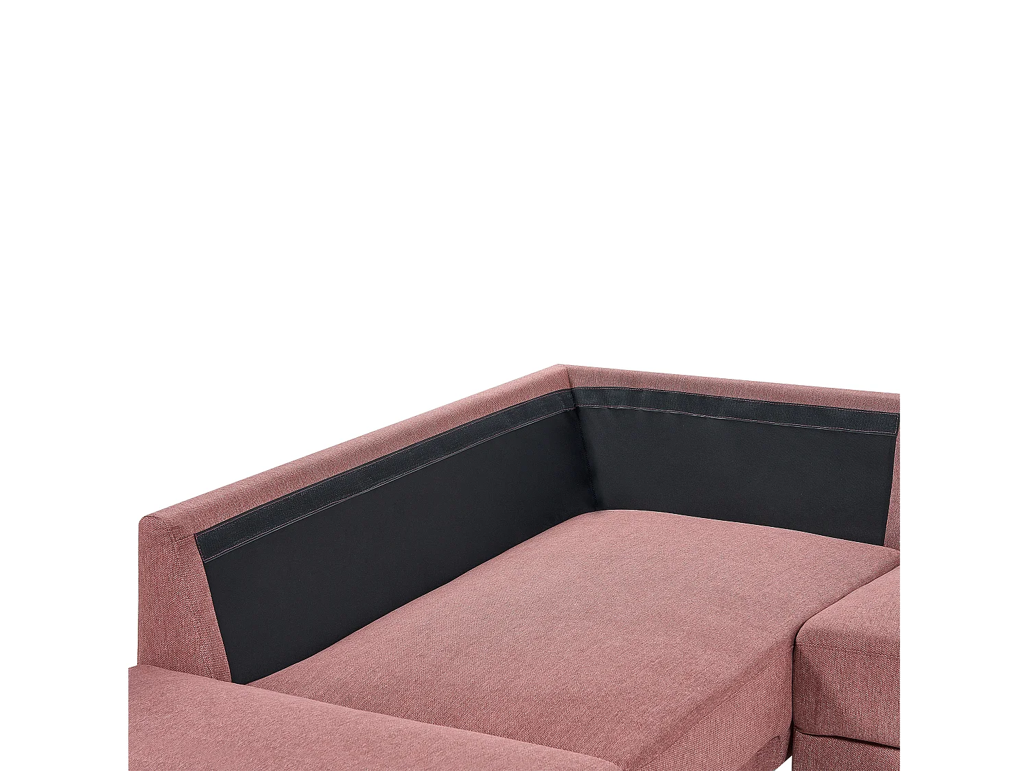 Canapé d'Angle Moderne Côté Droit 4 Places avec Pieds en Métal Noir Dossier Rembourré en Tissu Rose Breda