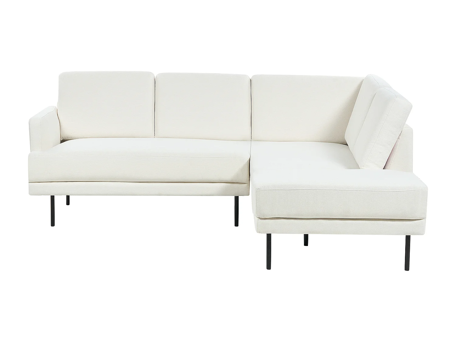 Canapé d'Angle Moderne Blanc Côté droite 4 Places avec Pieds en Métal Noir Breda