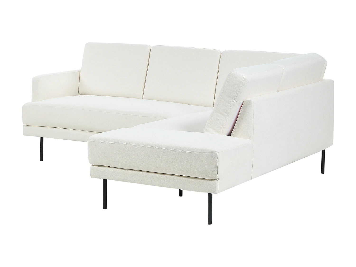 Canapé d'Angle Moderne Blanc Côté droite 4 Places avec Pieds en Métal Noir Breda