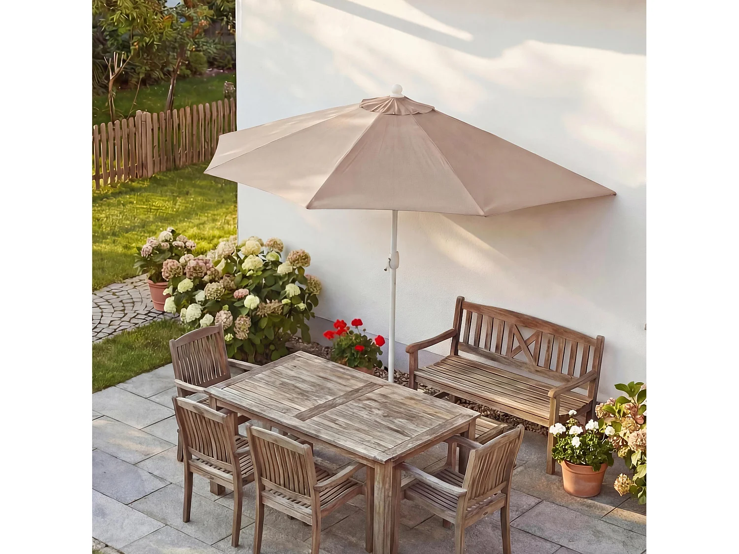 Parasol Lorca semi-circulaire 2,7m UV 50,  crème sans pied