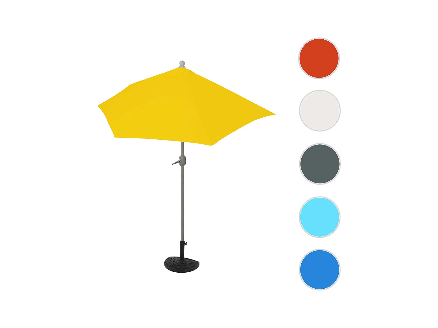 Parasol Lorca I semi-circulaire UV 50,  270cm jaune avec support