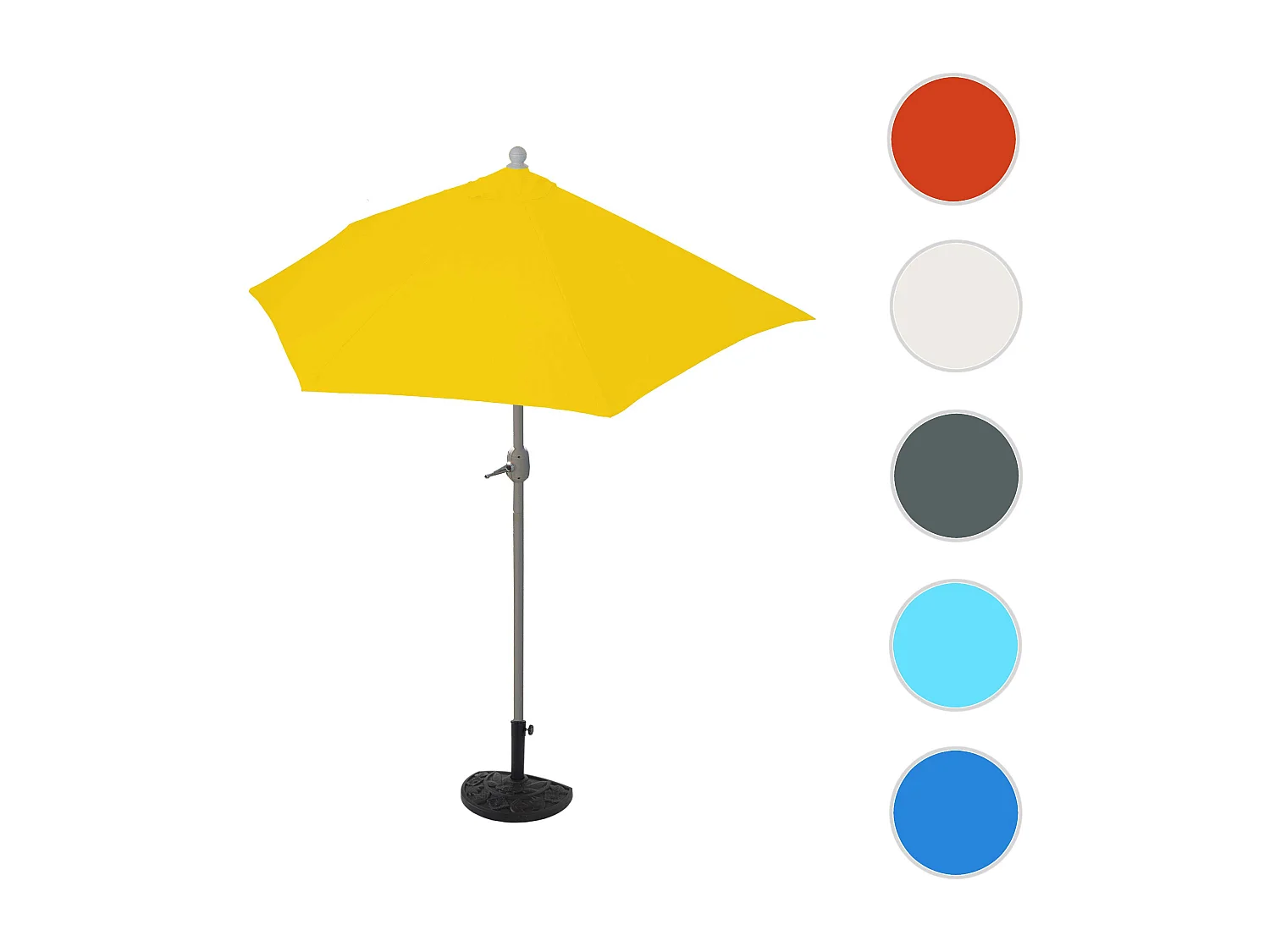 Parasol Lorca I halfrond UV 50+,  270cm geel met voet