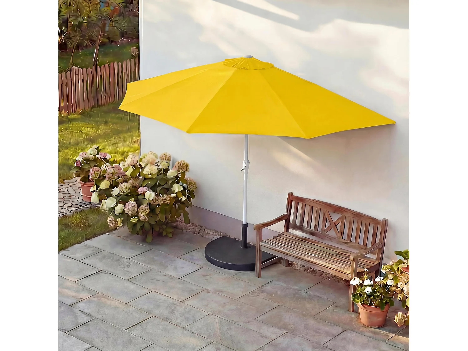 Parasol przeciwsłoneczny Lorca I,  270 cm żółty z podstawą