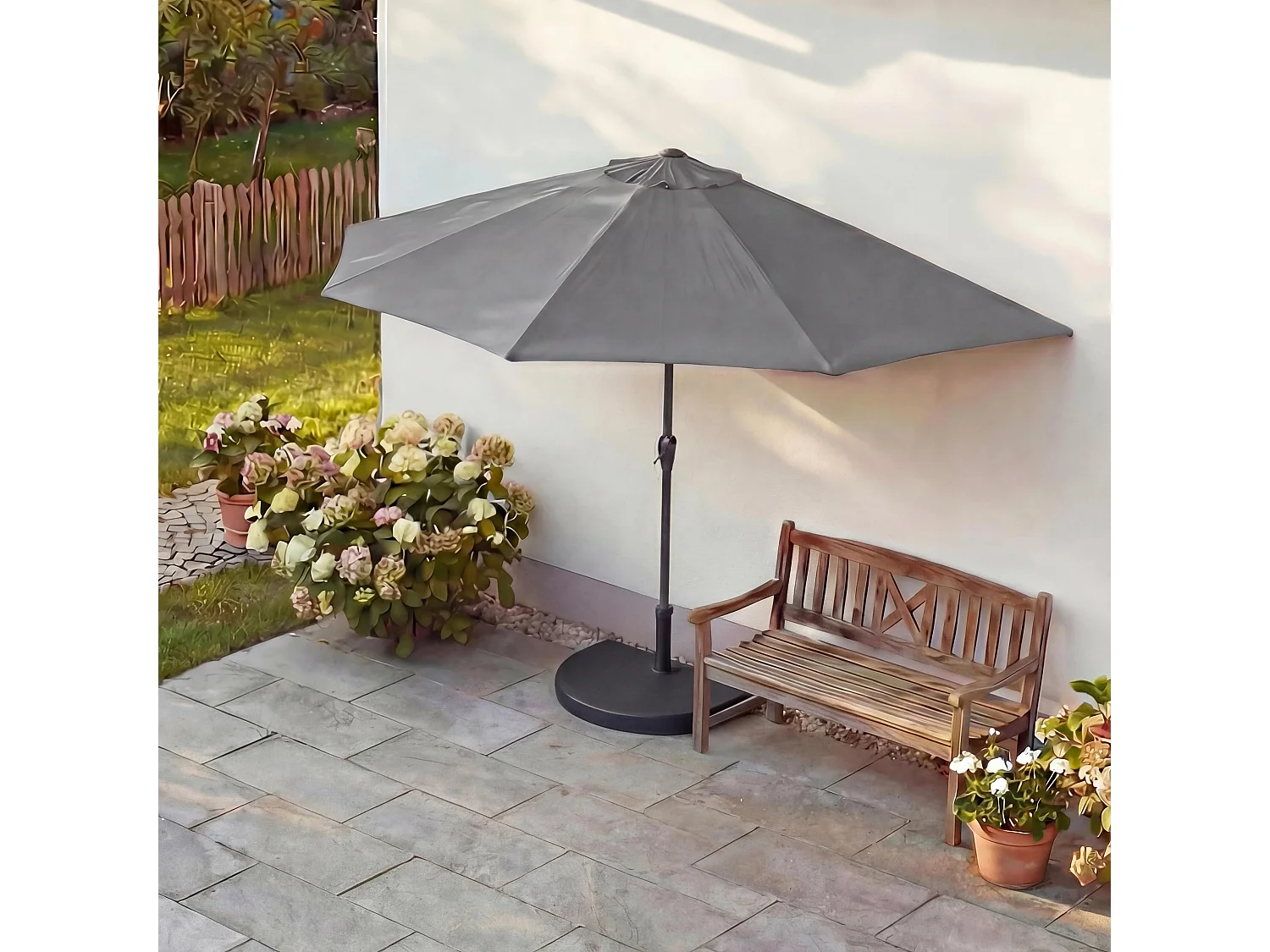 Parasol ogrodowy Lorca I,  270 cm antracytowy z podstawą