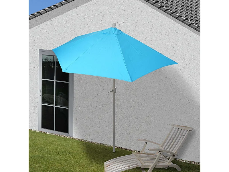 Ombrellone da parete balcone salvaspazio mezzaluna semicircolare Parla 145x285x252cm azzurro senza base