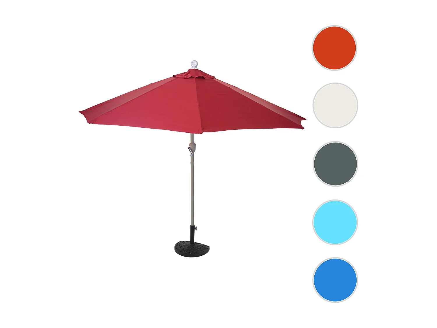 Parasol Lorca II,  300 cm bordeauxrood met standaard