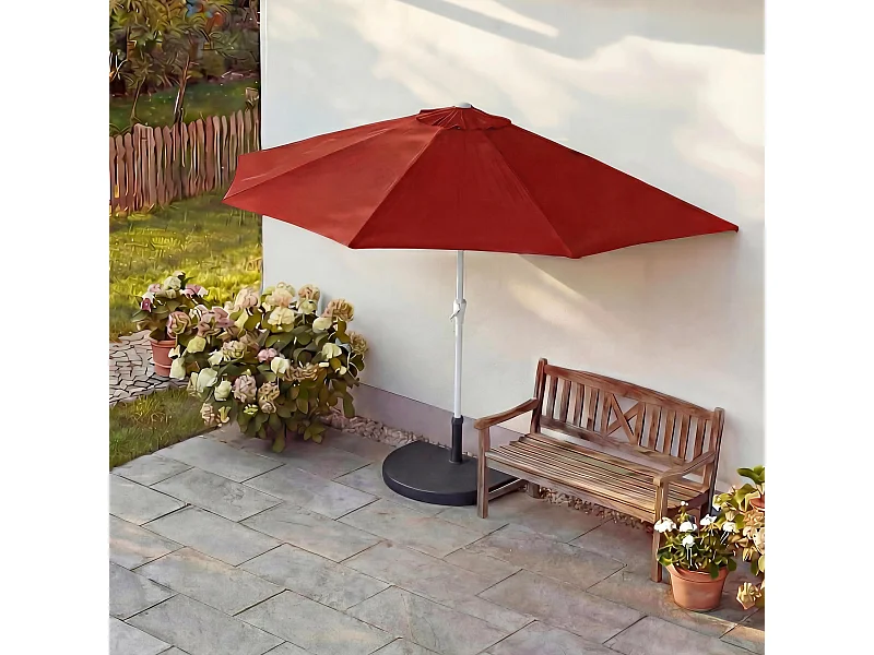 Parasol Lorca semi-circulaire 2,7m UV 50,  300cm bordeaux avec pied