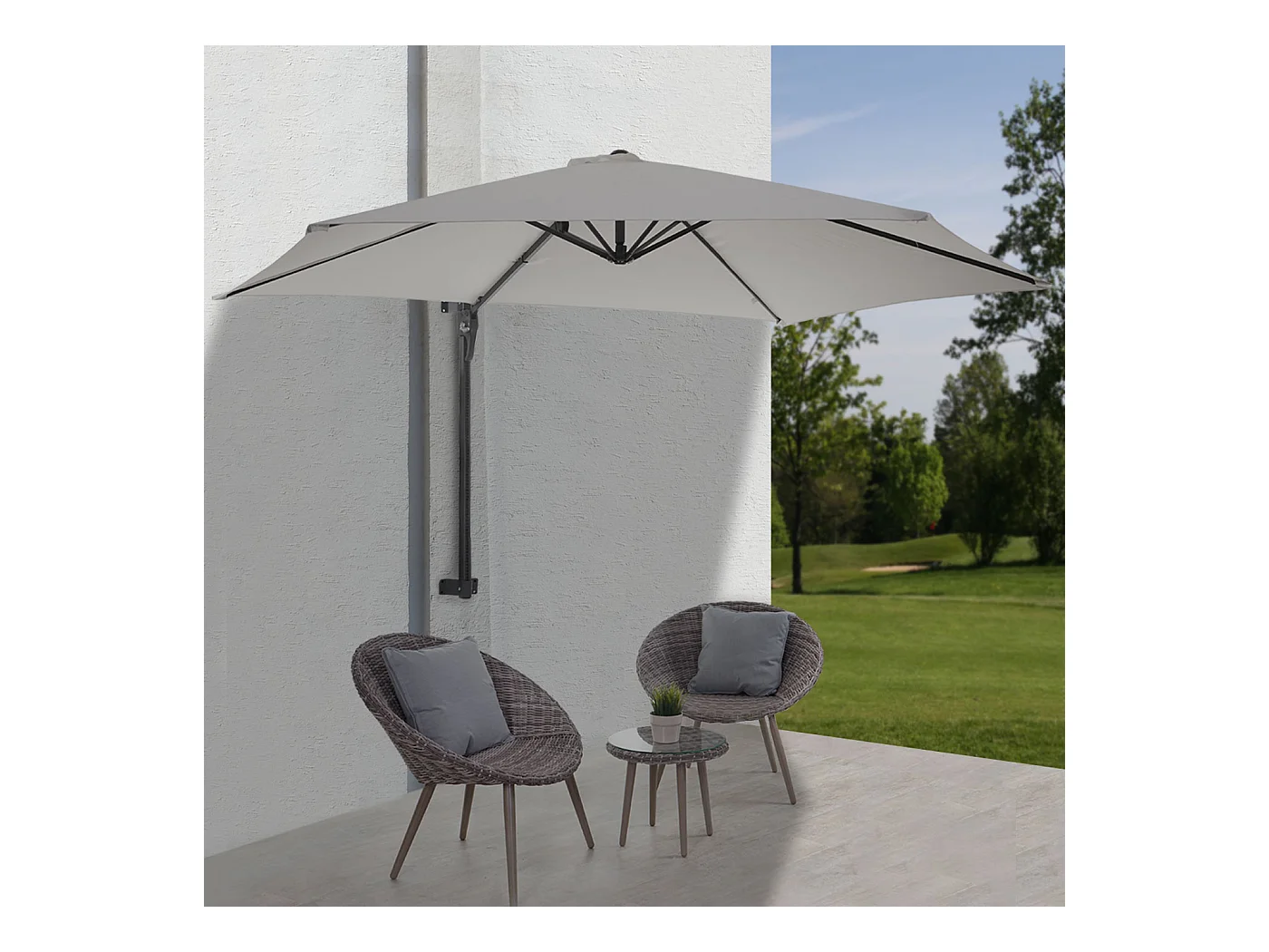 Parasol mural Acerra 3m inclinable,  sable