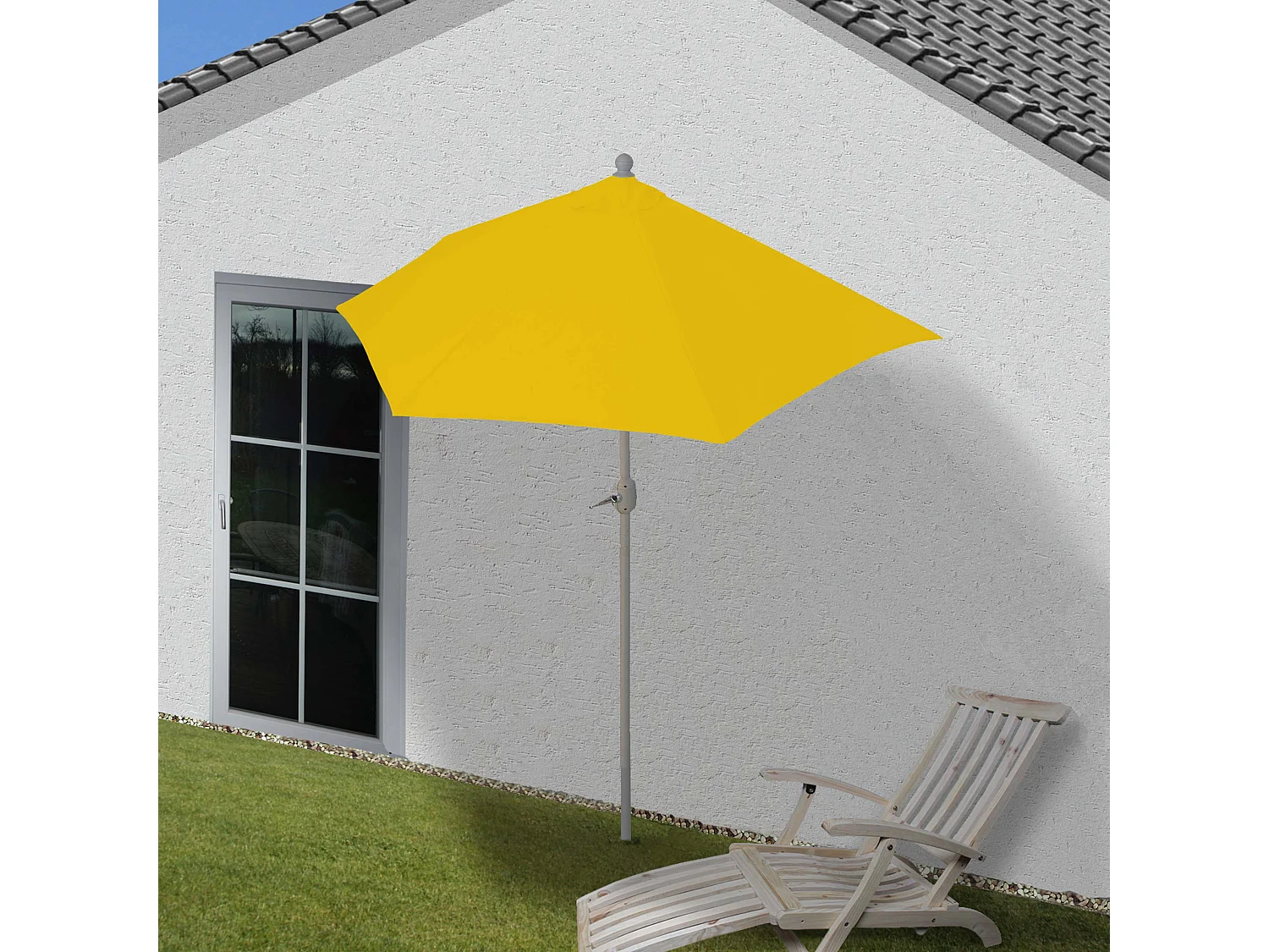 Parasol Lorca I semi-circulaire UV 50,  300cm jaune sans support