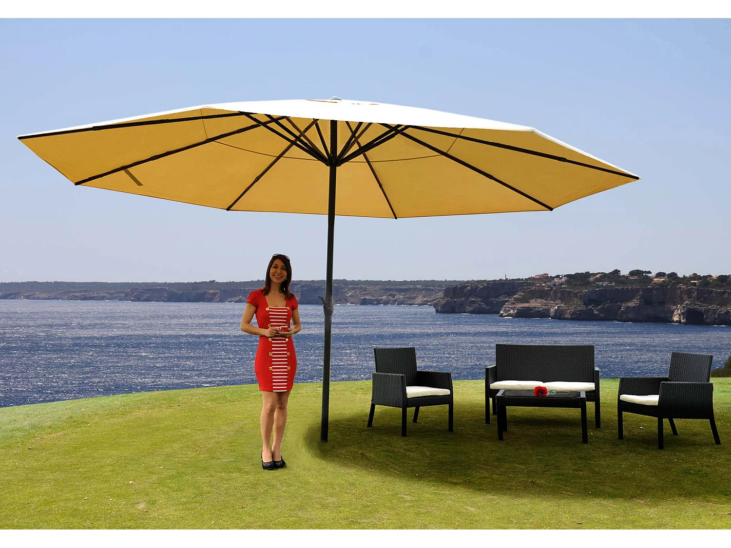 Parasol Carpi Pro,  crème zonder voet