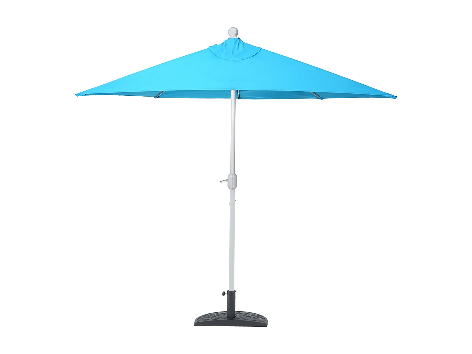 Parasol Lorca semi-circulaire 2,7m UV 50,  270cm turquoise avec pied