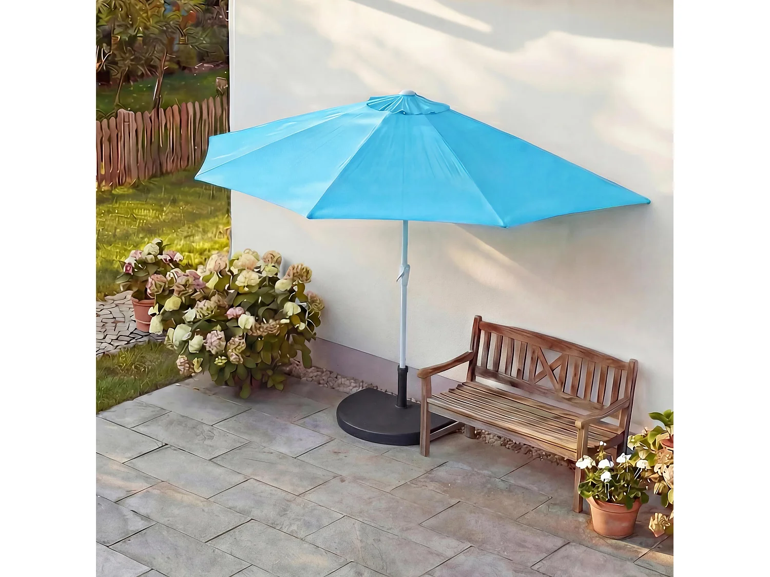 Parasol Lorca I,  270 cm turquoise met standaard