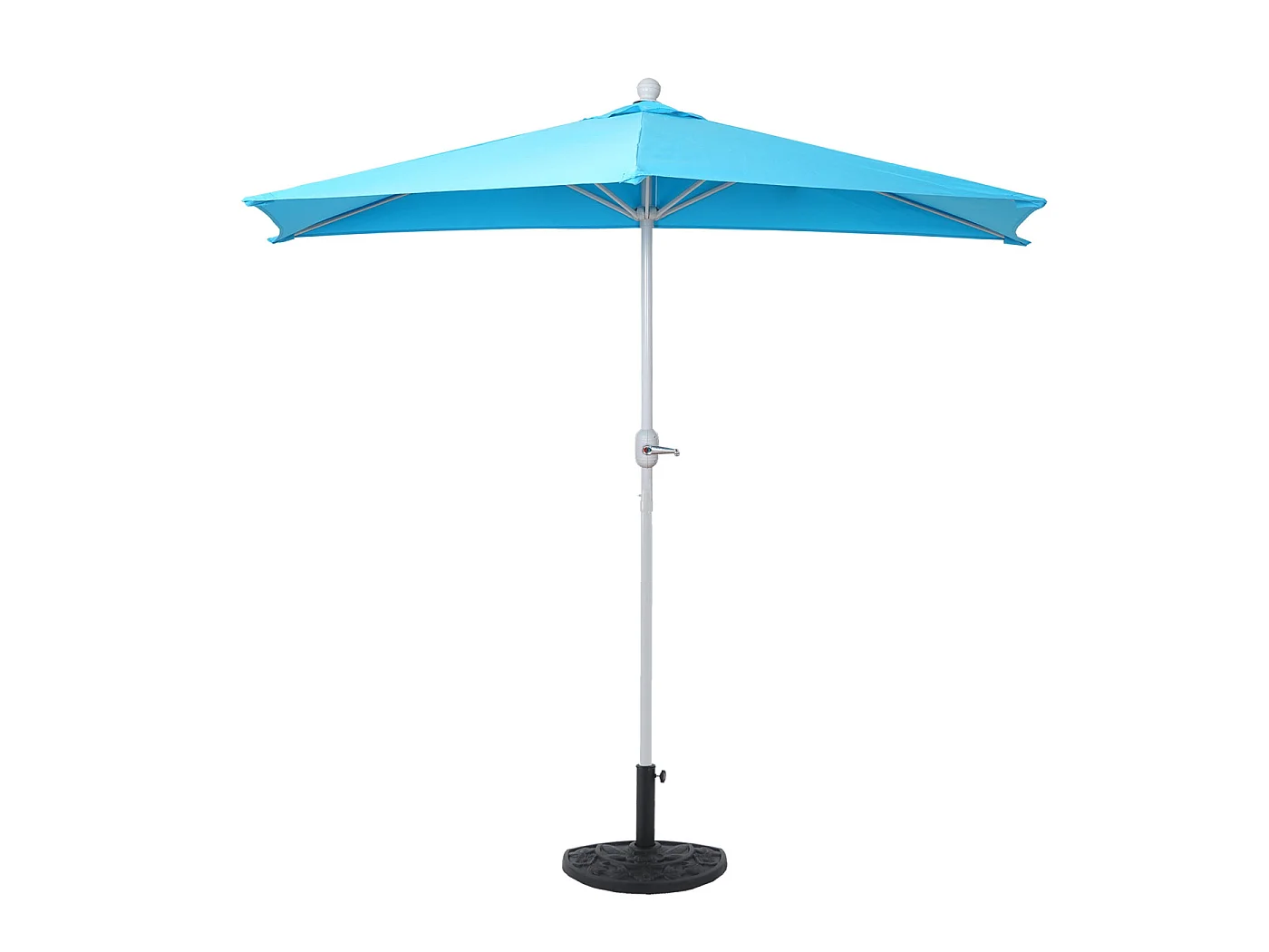 Parasol Lorca semi-circulaire 2,7m UV 50,  300cm turquoise avec pied