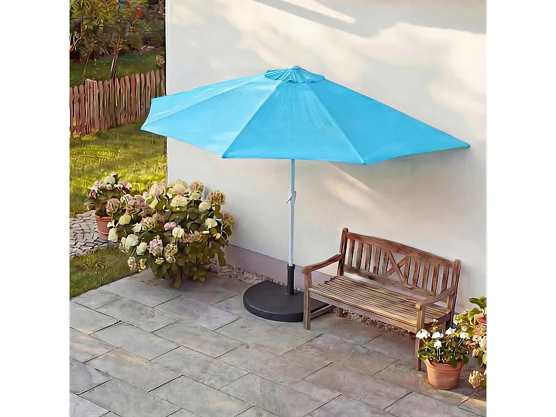 Parasol Lorca semi-circulaire 2,7m UV 50,  300cm turquoise avec pied